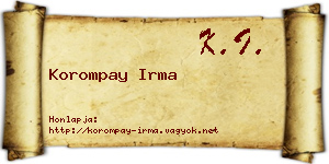Korompay Irma névjegykártya